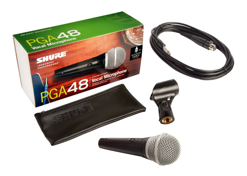 Shure PGA48-QTR Handheld Dynamic Microphone with XLR to 1/4 inch Jack Cable 
