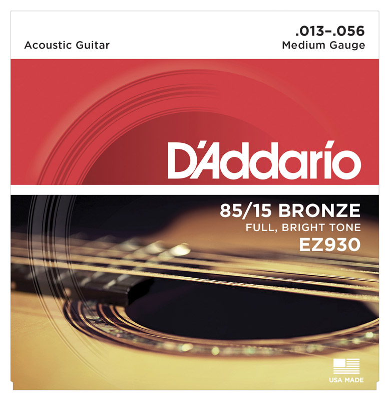 D'Addario EZ930 85/15 Bronze Acoustic Guitar Strings, Med 13-56 (NEW)