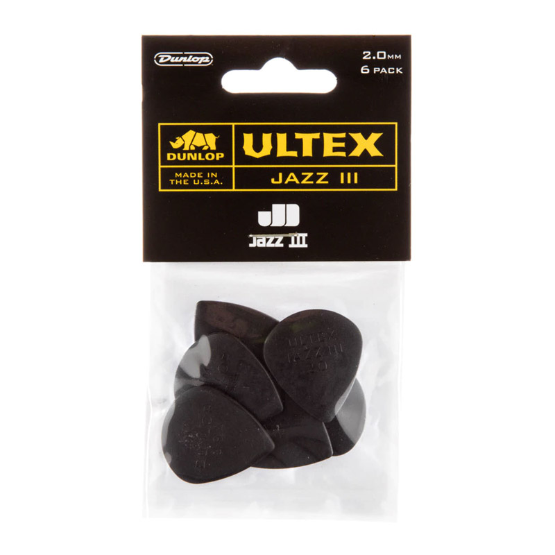 Dunlop Ultex Jazz III Picks 2mm, 6 Pack (NEW)