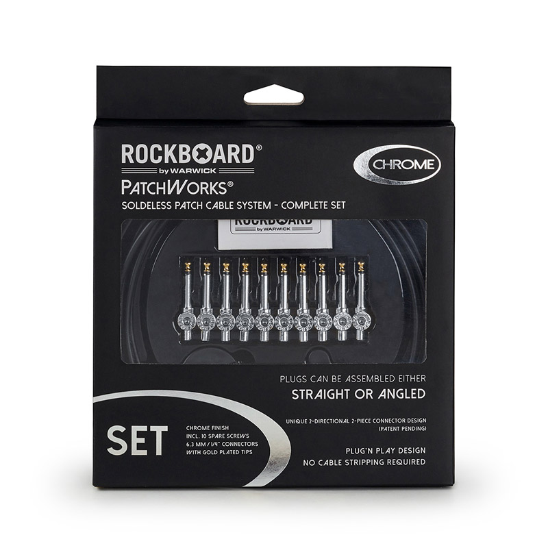 RockBoard PatchWorks Solderless Patch Cable Set, Chrome Plugs (NEW)